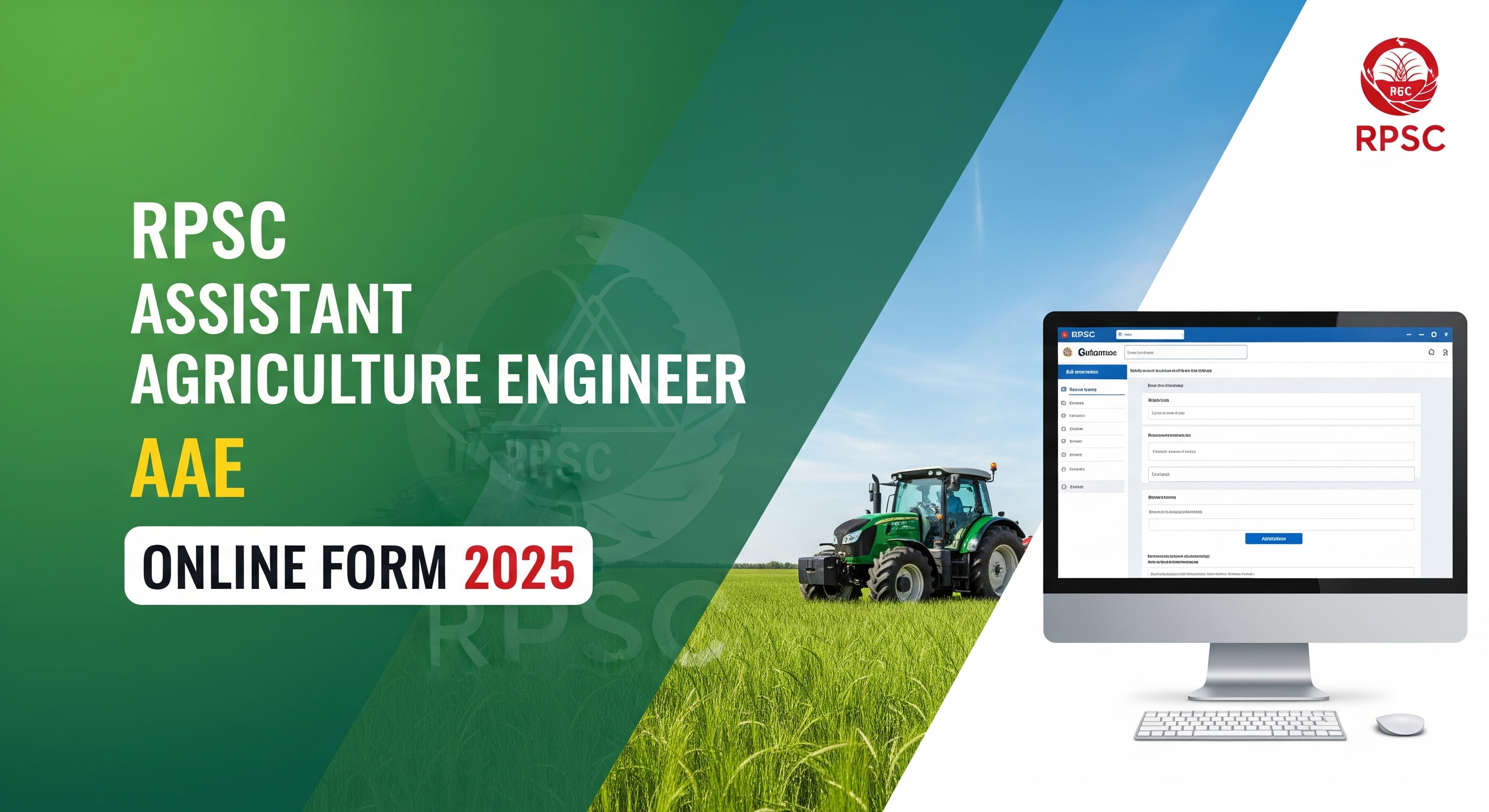 RPSC Assistant Agriculture Engineer AAE Online Form 2025