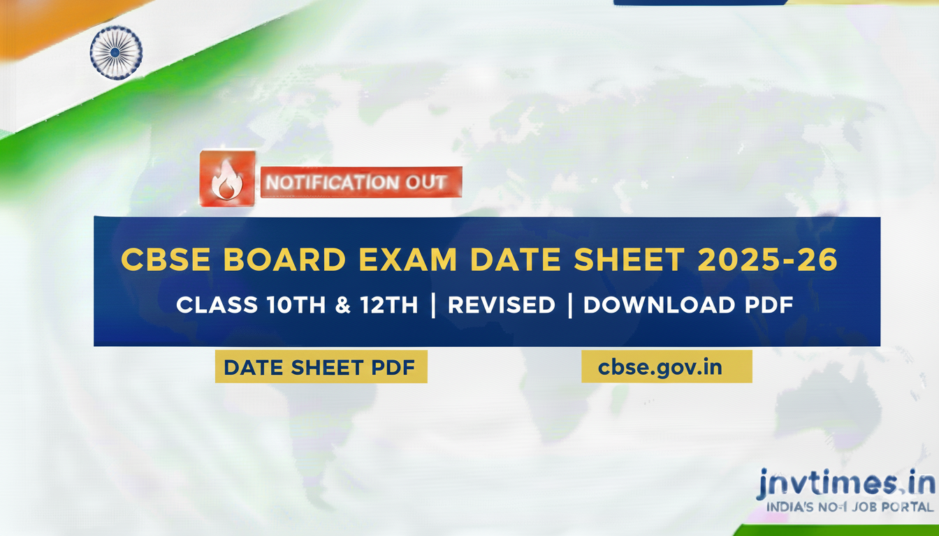 CBSE Board Class 10th & 12th Revised Exam Date Sheet 2025–26 Released